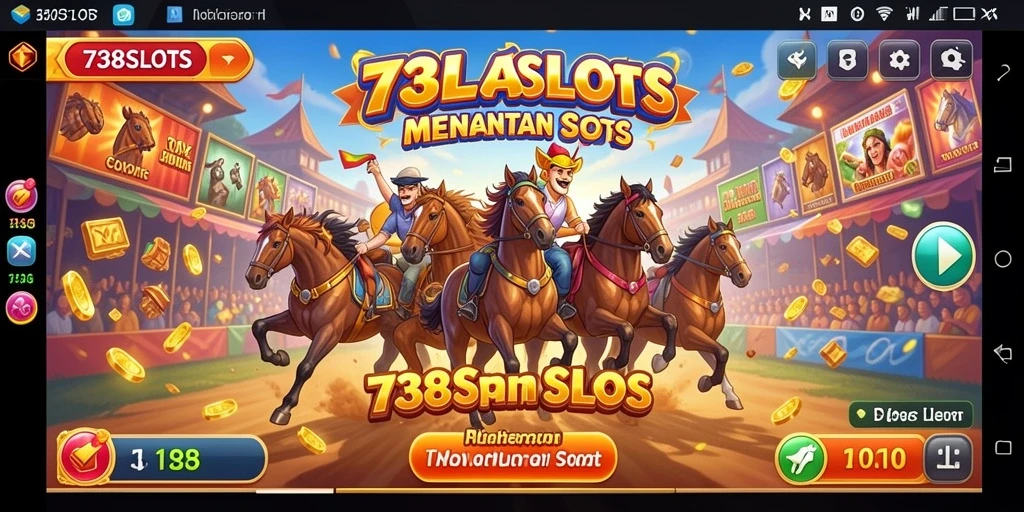 Tampilan gameplay menegangkan balapan di 738SLOTS dengan elemen slot.