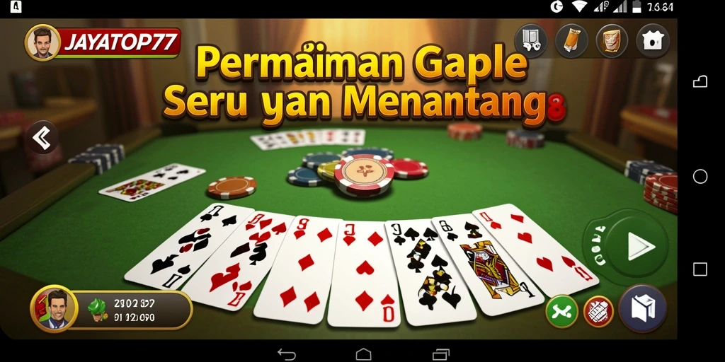 Screenshot gameplay JAYATOP77 yang menampilkan keseruan bermain Gaple.