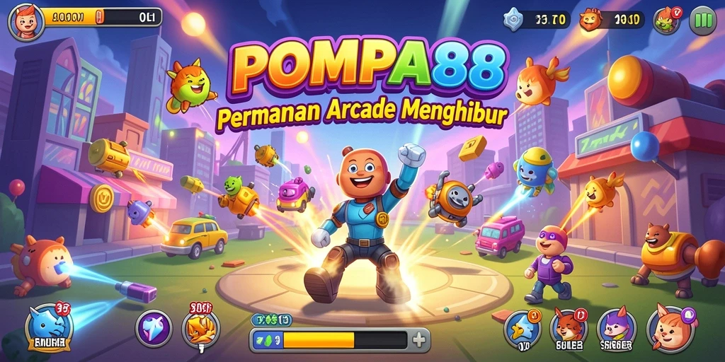 Screenshot utama POMPA88 menampilkan gameplay Arcade yang seru dan mengasyikkan.