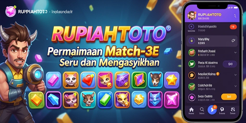 Screenshot utama RUPIAHTOTO menunjukkan gameplay seru game Match-3.